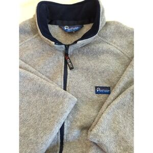 Vintage 90's Penfield Fleece Jacket Adult XL Gray Navy Made in USA Pockets Warm